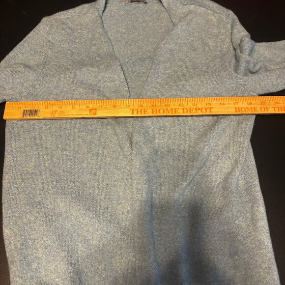 LOFT Soft Light Blue Heather Open Cardigan Sweater Women's SIZE Medium M Long - Picture 4 of 6